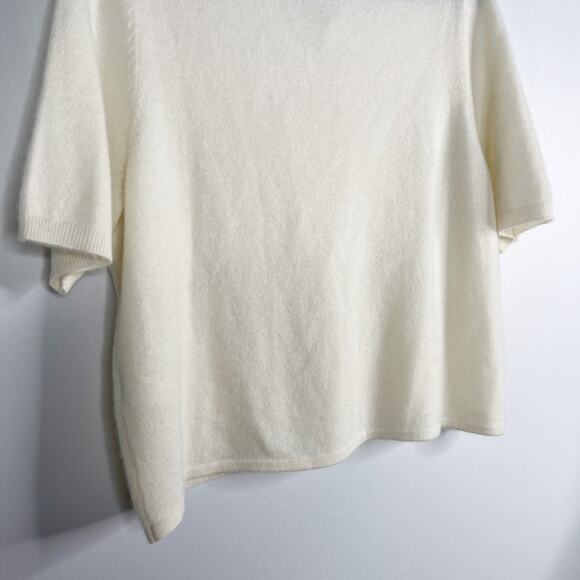 Brazeau Tricot Size 4 Cream Cashmere Collared Short Sleeve Button Front Sweater - Picture 6 of 10